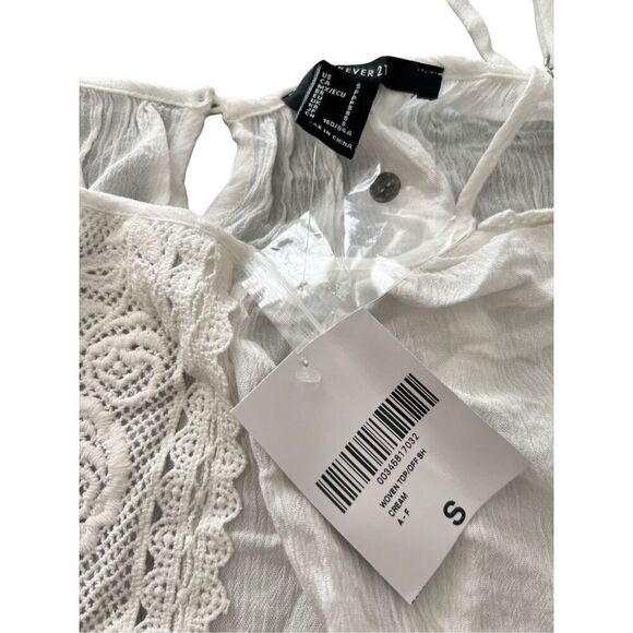 NWT Forever 21 Long Sleeve Off Shoulder Cami Top Blouse Shirt White Small - Picture 4 of 10